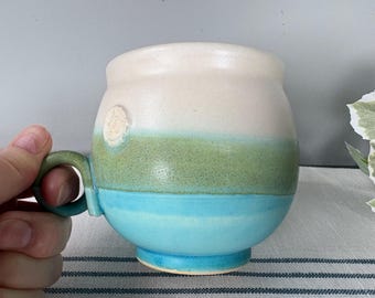 Handmade Pottery Mug | Coastal Blue Green Glaze, Artisan Ceramic Coffee Cup