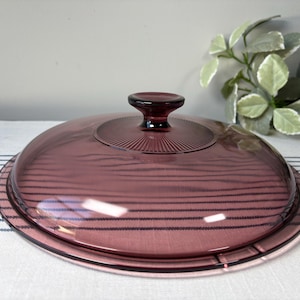 PYREX Glass Replacement Lid: Corning Ware Casserole Covers - Clear Cranberry Pink V12C