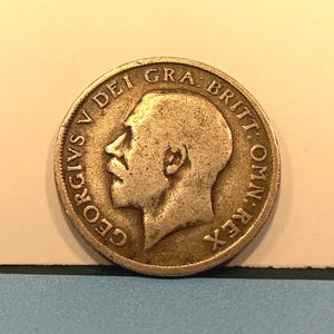 Antique 1913 English Shilling Silver Coin British Coin King George V of England UK Money