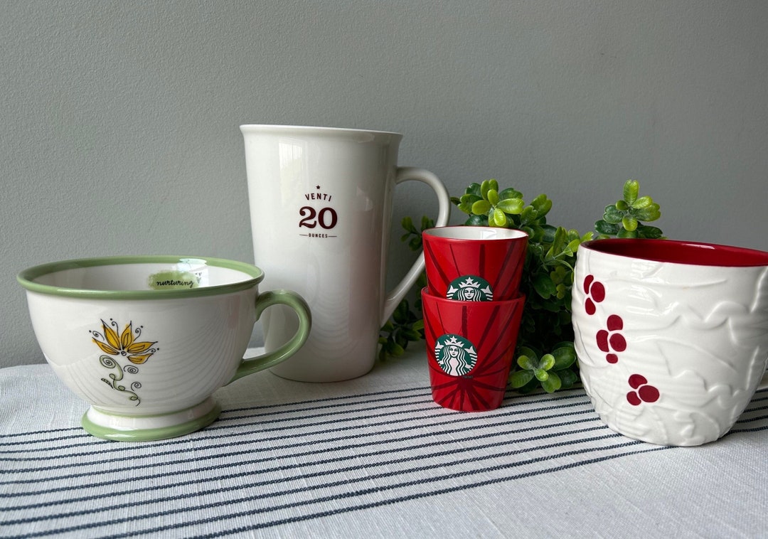 Vintage Starbucks Mugs Venti Travel Mug Espresso Shot Red White Christmas Nurturing Starbucks