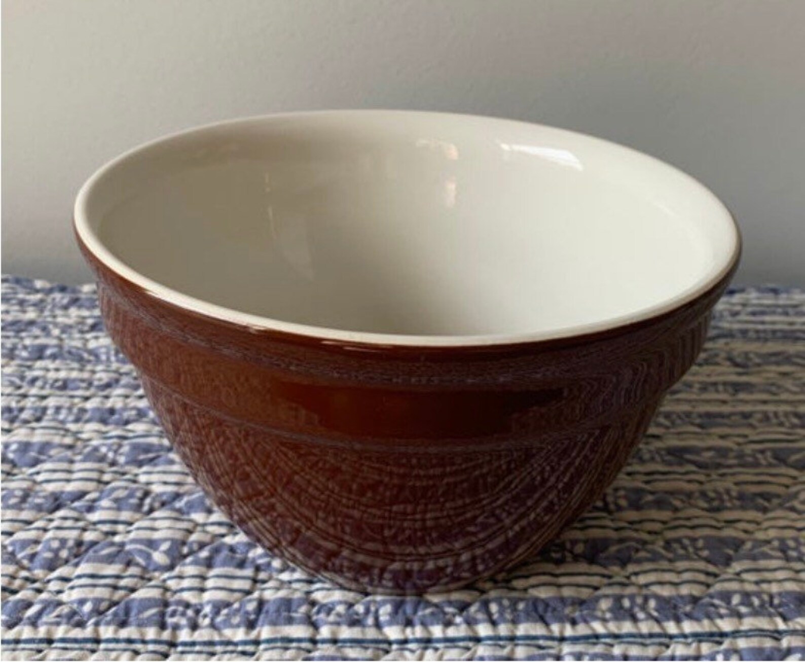 Vintage Hall Pottery Brown Bowl Mixing Nesting 1094 White | Etsy