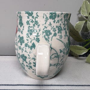 Anthropologie Coffee Mug ‘S’ Monogram Mug Green Botanical Cup Birthday Gift S Initial Mug image 2