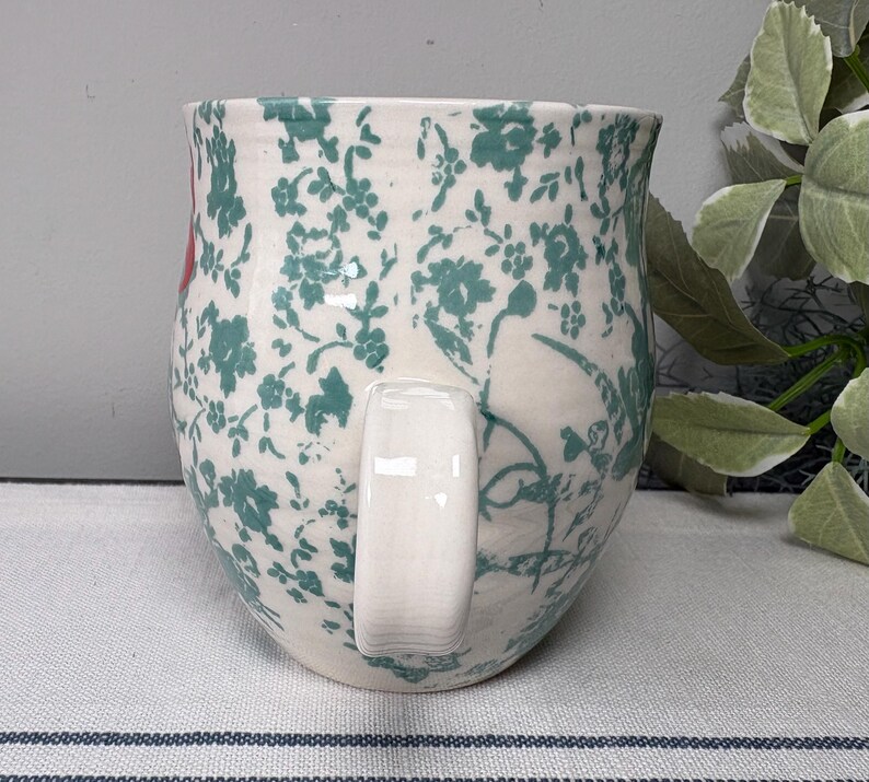 Anthropologie Coffee Mug ‘S’ Monogram Mug Green Botanical Cup Birthday Gift S Initial Mug image 2