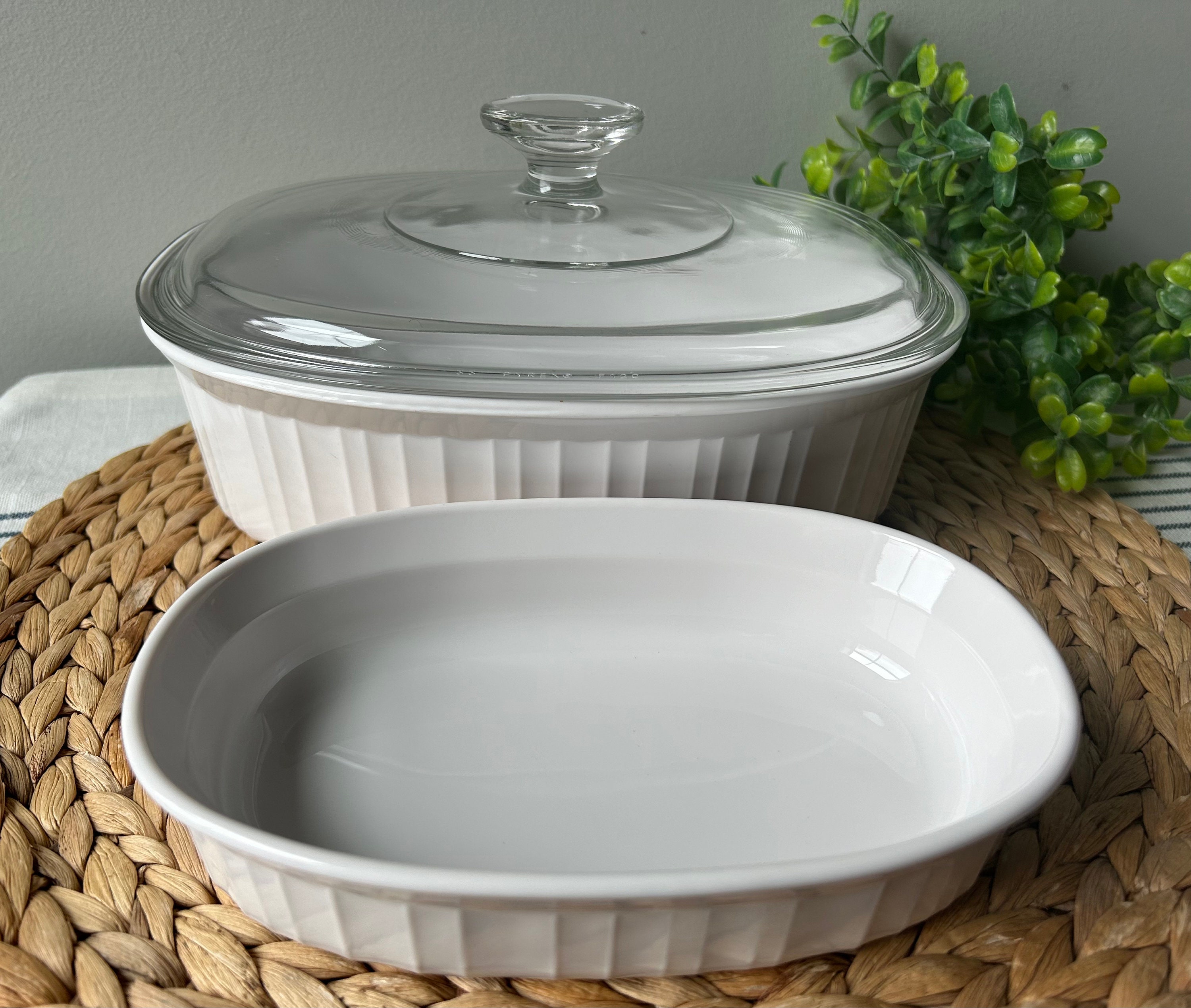 Corning Ware Set of French White Casseroles Liter Oval F-12