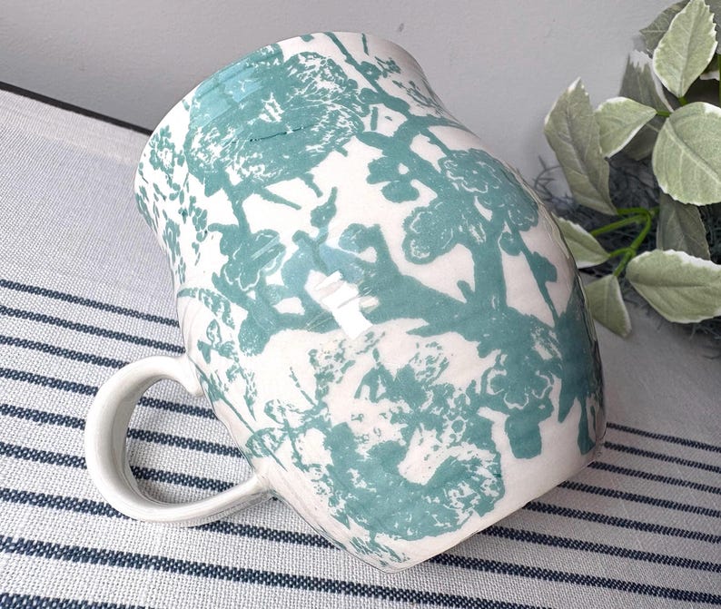 Anthropologie Coffee Mug ‘S’ Monogram Mug Green Botanical Cup Birthday Gift S Initial Mug image 11