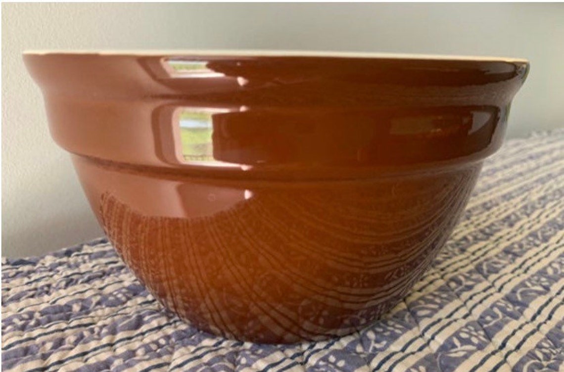 Vintage Hall Pottery Brown Bowl Mixing Nesting 1094 White | Etsy