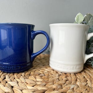 Le Creuset Coffee Mugs ~ Ombré Indigo Blue or White Stoneware Coffee Cups