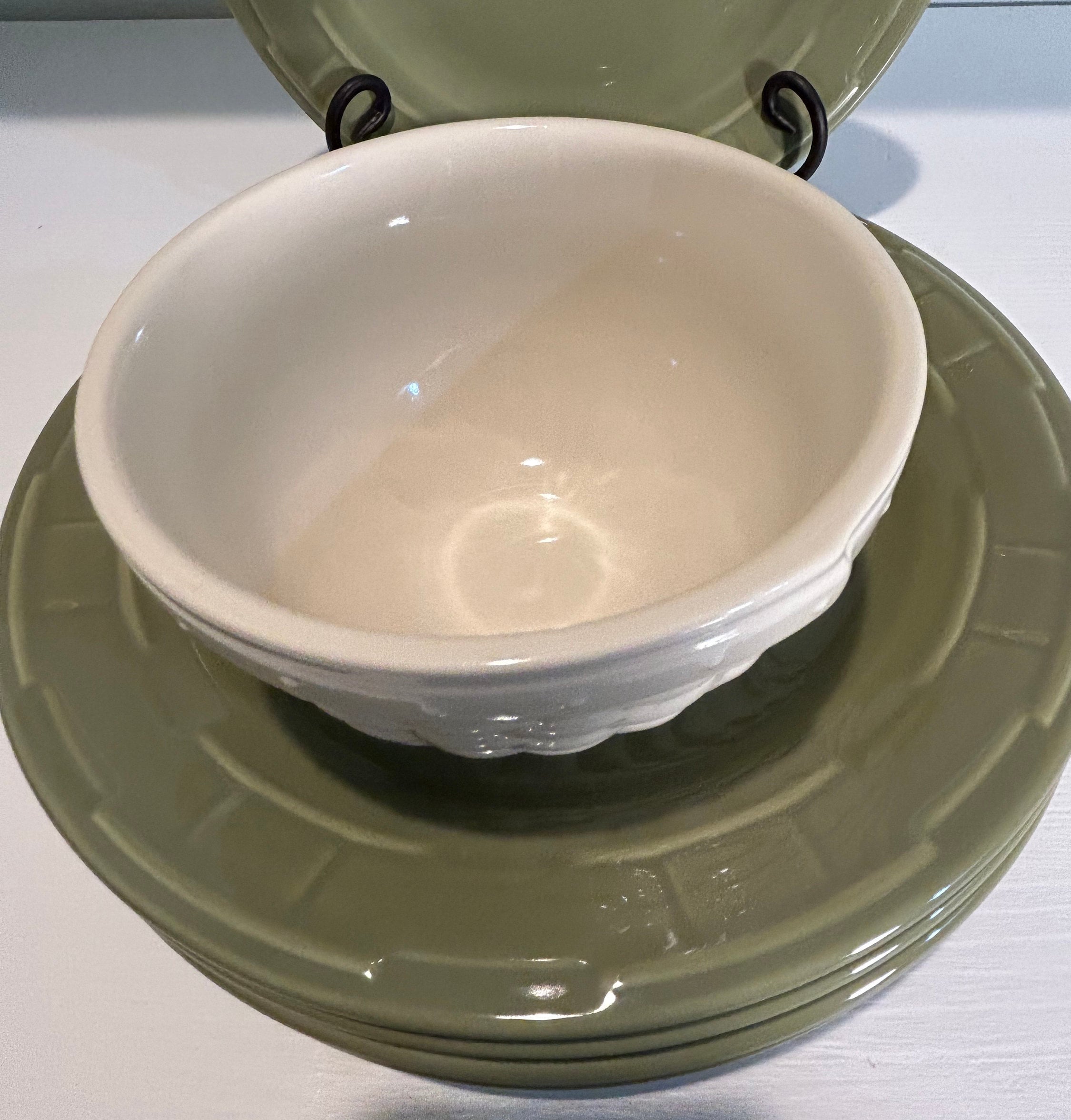 Longaberger Pottery Mixing Bowl Ivory Small Woven Reflections Basket