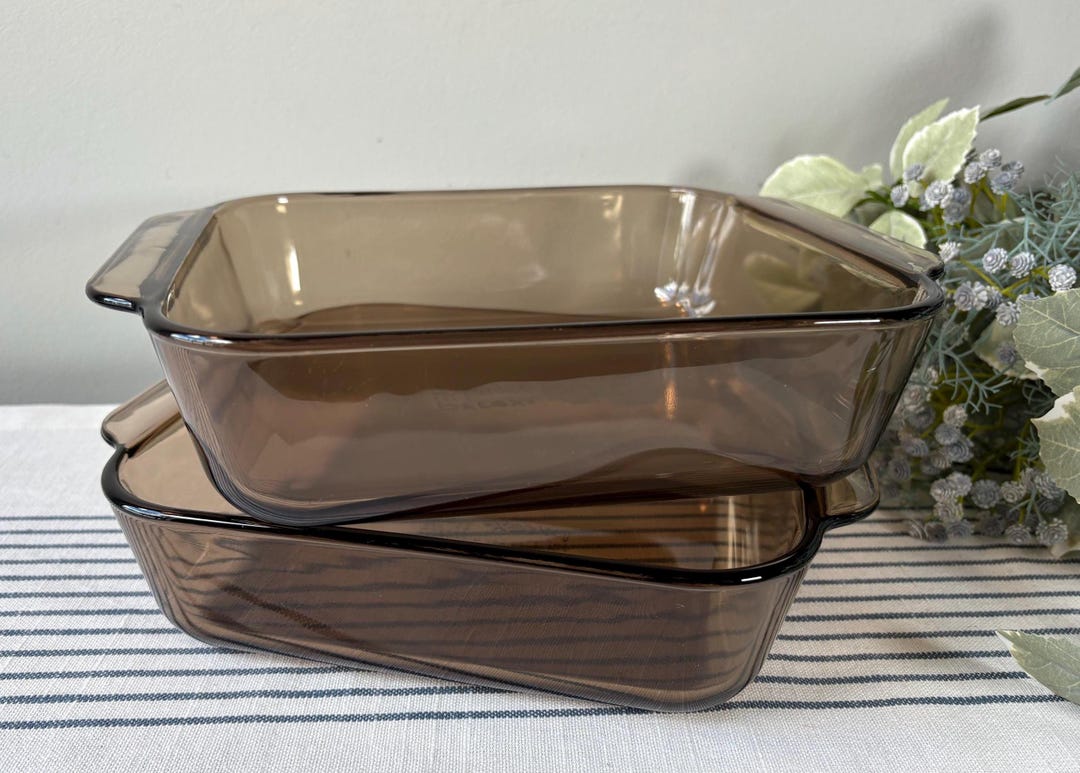 Vintage Glass Roasting Pan Bakeware Brown Glass Casserole Dish