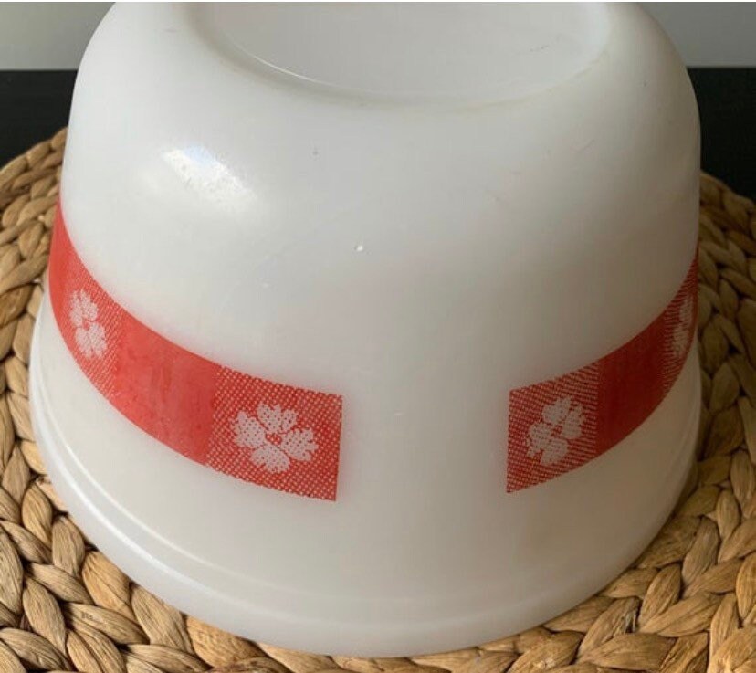 Federal Glass Vintage Bowl Red Striped White Mixing Nesting Etsy