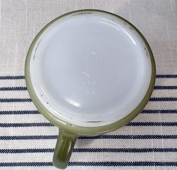 Vintage Federal Glass North Carolina Mug | Avocado Green Milk