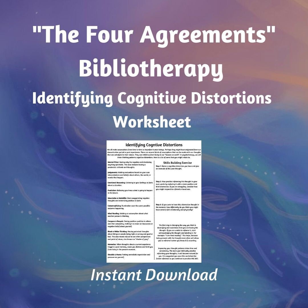 The Four Agreements Cognitive Distortions Worksheet - Etsy