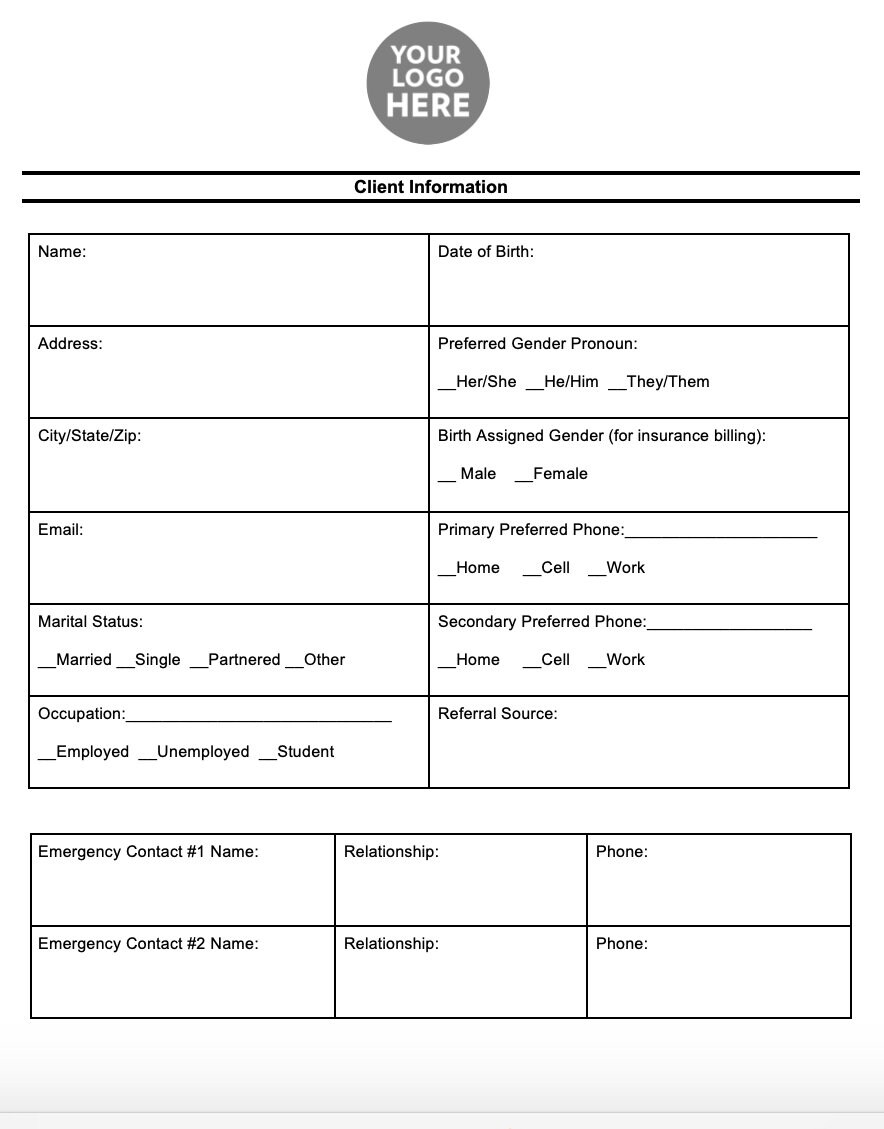 Client Intake Packet Client Intake Packet - Etsy