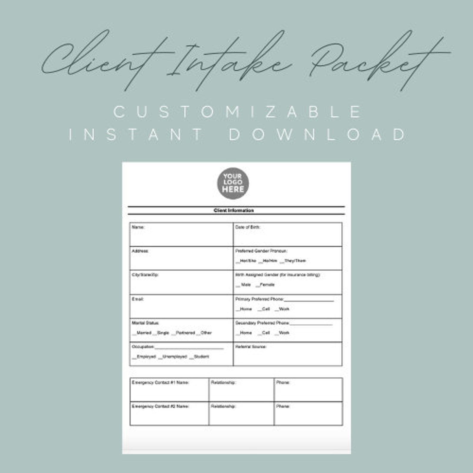 Client Intake Packet - Etsy