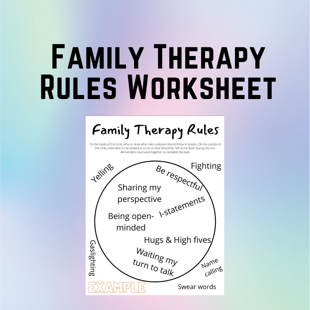 Family Therapy Rules Worksheet Etsy