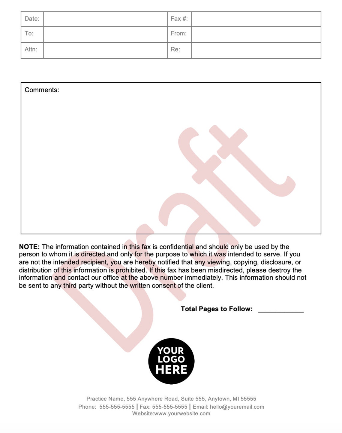 Fax Cover Sheet - Etsy