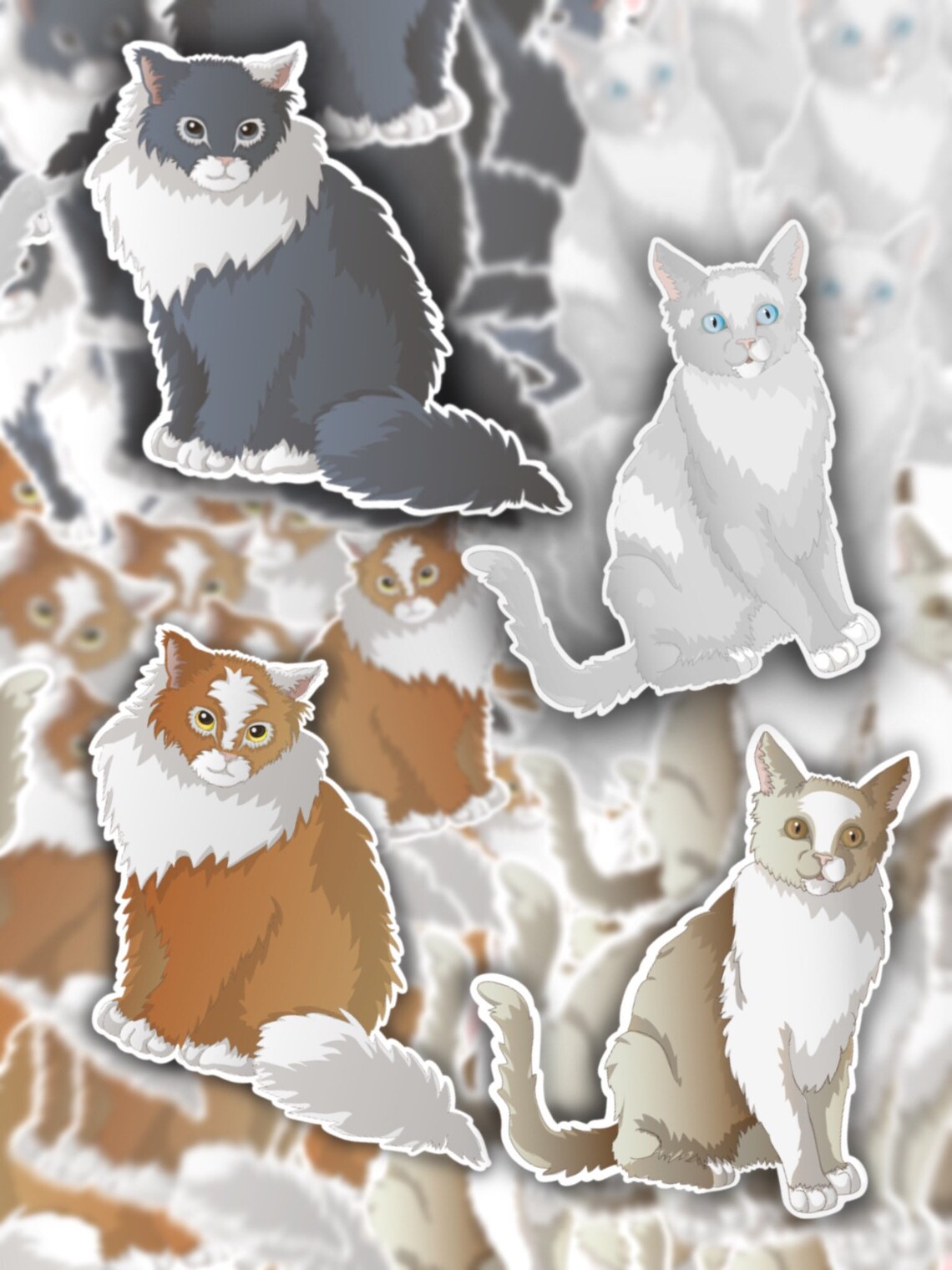 Unique Vinyl Sticker Bundle 4 Cat Sticker Bundle Vinyl Cat Etsy