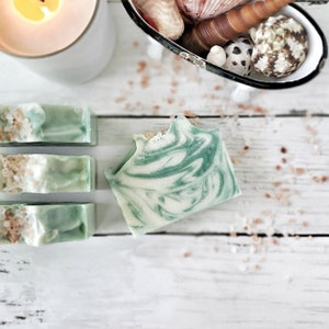 Sea Salt & Lily Cold Process Soap | All Natural Palm Free Soap | Artisan Soap | Spa Gift for Her | Dry Skin Care