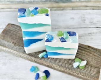 Frosted Sea Glass Artisan Soap |  Goat's Milk Soap | Summer Beach Soap | Ocean Soap | Summer Spa Gift