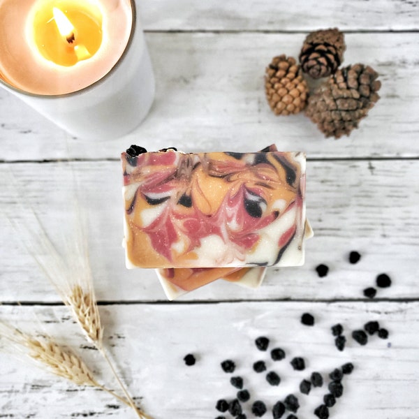 Autumn Fig Harvest Cold Process Soap | Purple Gold Artisan Soap | Palm Free | Fall Fruit Soap |  Spa Gift for Her | Dry Skin Care