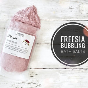 Freesia Bubbling Bath Salts | Pink Bubble Bath  | Spa Gift for Her | Self Care | Purifying Clay and Salt Soak