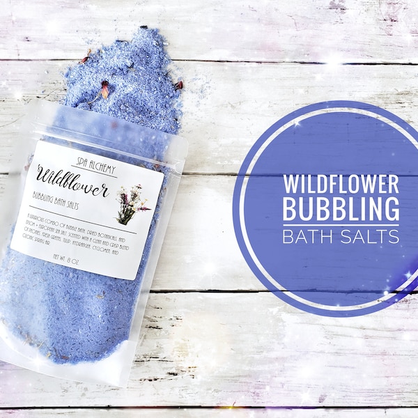 Wildflower Bubbling Bath Salts | Bubble Bath Soak with Dried Botanicals | Spa Gift for Her | Self Care