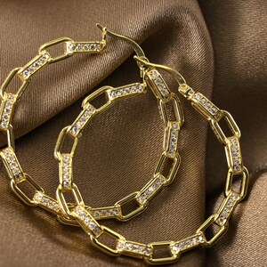 14K GOLD PLATED 925 Sterling SILVER Zirconia Hoop Earring | Zirconia Gemstones | Hoop huggie Earrings | Silver Jewelry | Charm Silver Hoops