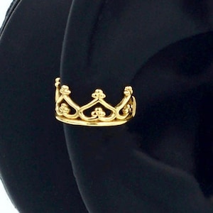 14K Massive Krone Gold Creole Conch Piercing, Elegante Conch Ohrringe, Minimalistische Creolen Gold Tragus Piercing, Ear Cuff Kein Piercing, Gold Piercing