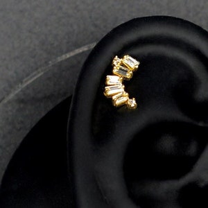 14K Solid Gold Multi Stone Stud Helix Piercing, Multi Stones Gold Stud Piercing, Style Stud Earring, Elegant Solid Gold Stud Earring,