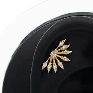 14K Gold Spikes Stud Piercing Jewelry, Zircon Stones Gold,14K Solid Gold Piercing, Gift for her, Spikes Stud Cartilage Earing