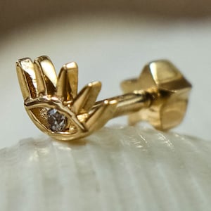14K Gold Evil Eye Piercing | Minimalist Tragus Gold Stud Earring | Stud Ear Piercing | Eye Stud Earring | Helix Evil Eye Piercing |Good Luck