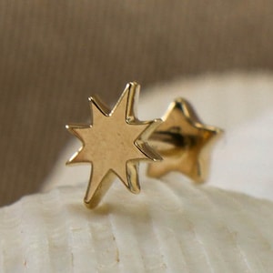 Brinco delicado de cartilagem com estrela de 8 pontas, piercing celestial