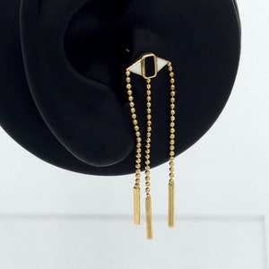 14K Gold Dangle Piercing Tragus Stud Earring, Gold Chain Helix Piercing, Minimalist Cartilage Piercing,  Cartilage Conch  Gold Piercing
