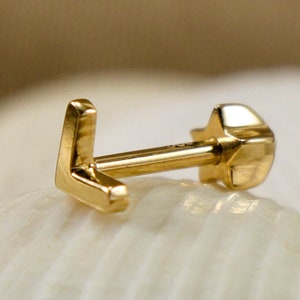 14K Solid Gold Chevron Piercing,Minimalist Tragus Piercing, Gold Stud Piercing, Style Stud Earing, Hallowwen gifts