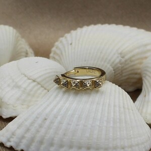 Gold CZ Pave Hoop Earring, Dainty Bridal Earring