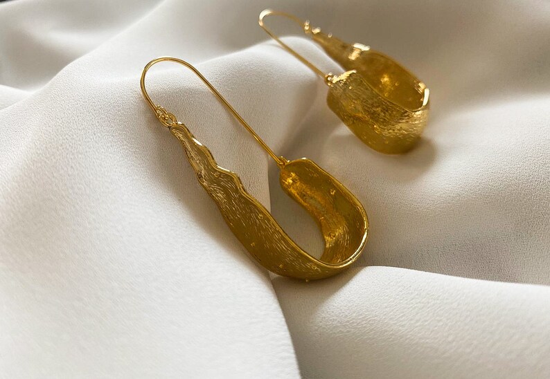 Brutalist Earring,Vintage Gold Plated Earrings,Gold Plated Earrings