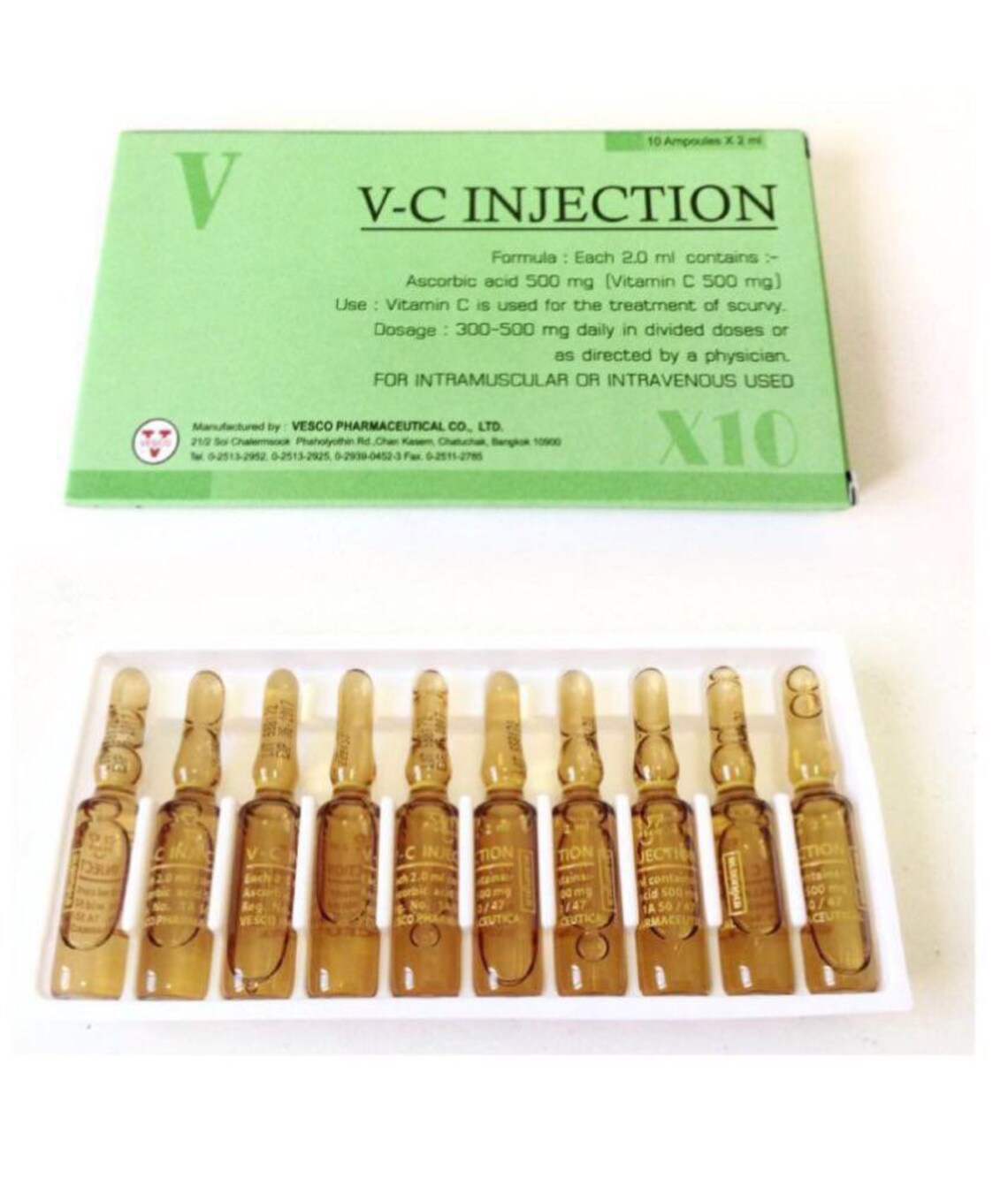 VC Injection 50mg 10 Ampoules Of 2ml Brightens Lightens Spots Etsy