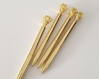 10 pens London Souvenir blue ink with golden crown top metal clip