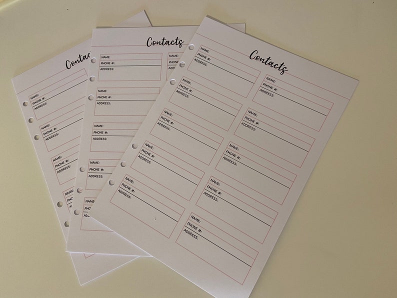 A5 Contacts Inserts
