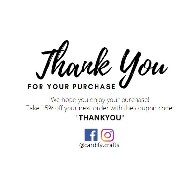 Thank You for Your Purchase Printable Cards Review Download | Etsy