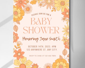 Retro baby shower uitnodiging