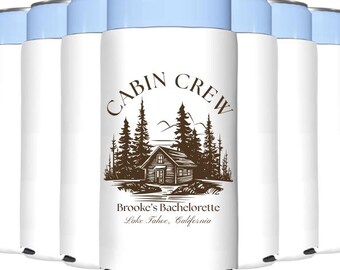 Cabin Crew Bachelorette Can Coolers • Custom Lake Bachelorette Koozies • Cabin Trip Party Favors • Bride Drink Sleeves • Bachelorette Gifts