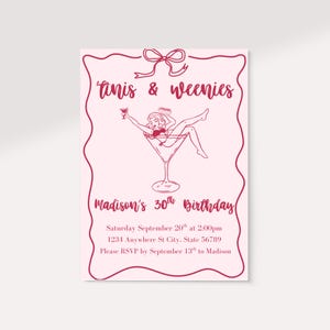 Editable Tinis and Weenies Birthday Invitation • 30th Birthday Invitation • Printable Invitation • Martinis and Weenies Themed Birthday