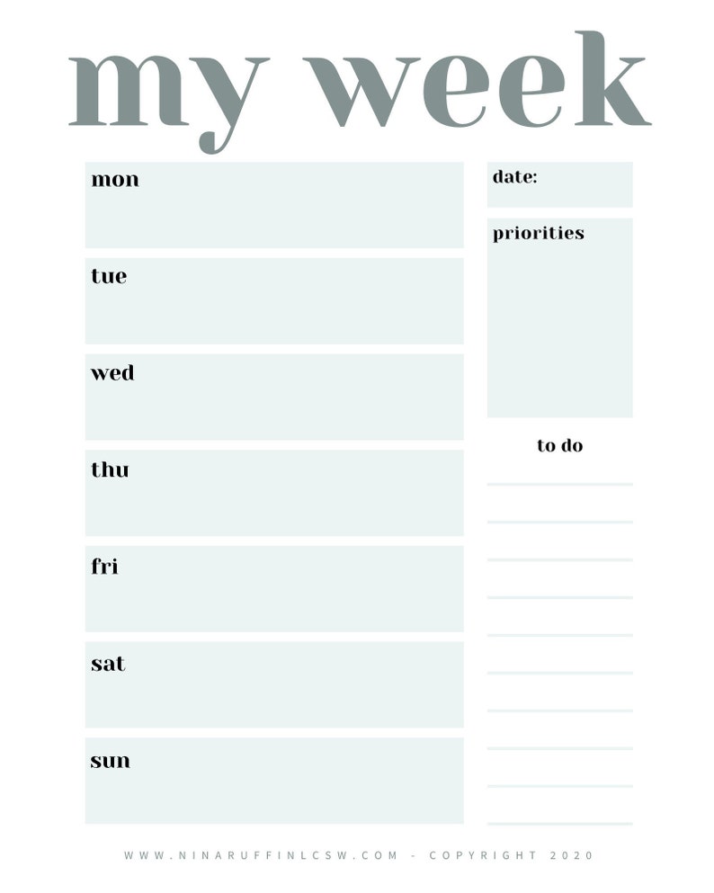 Printable weekly planner etsy