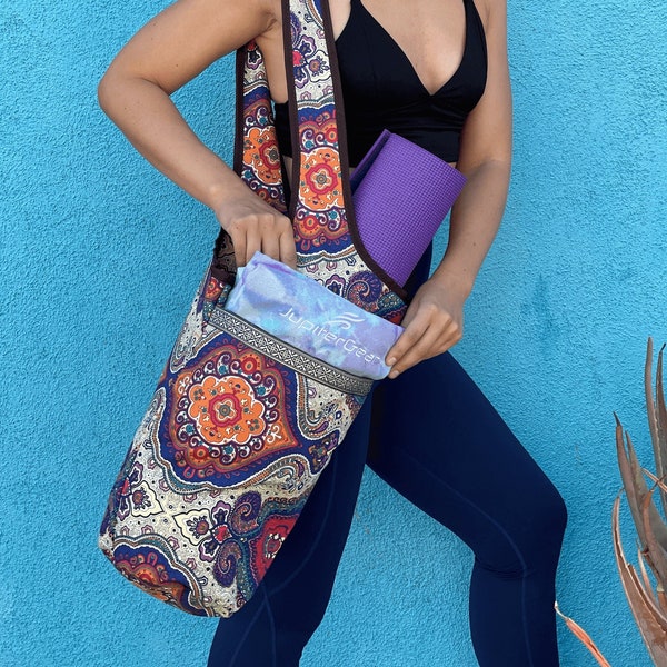 Zen Essentials Bundle: Premium Tie Dye Yoga Towel and Stylish Yoga-Mat-Carrying Tote - Non-Slip Towel for Hot Yoga with Yoga Mat Bag