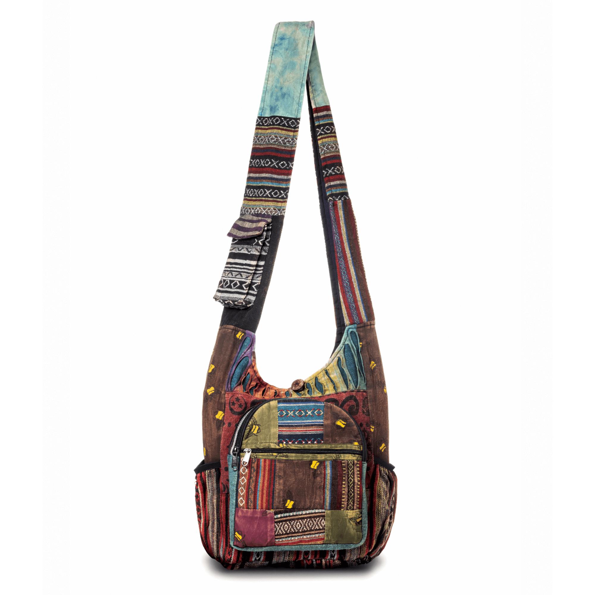 Handmade Cotton Patchwork Hobo Bag - Bee Design, Boho Style