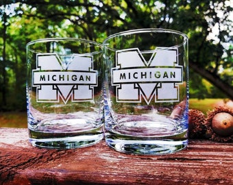 Michigan whiskey glasses  Engraved, Michigan tall glasses, Michigan rocks glasses, Сhristmas gift for father