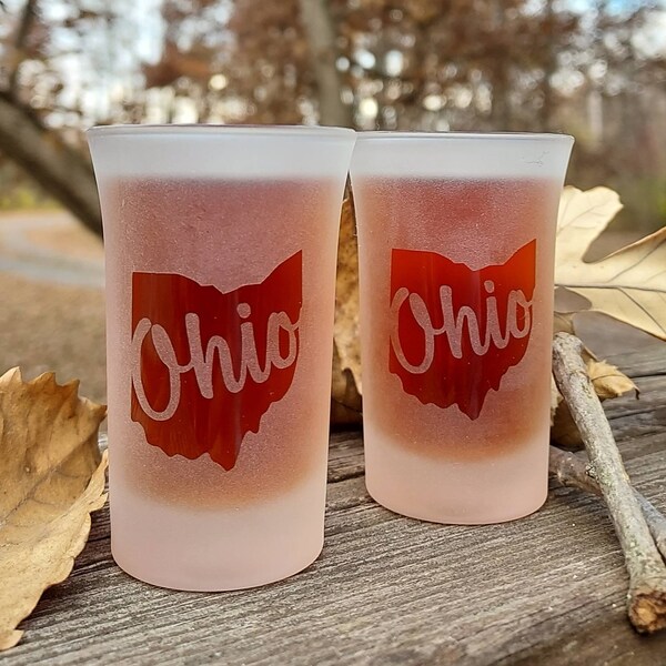 Ohio ENGRAVED glasses, Valentines day gift for Ohio fans, Ohio shotglass engraved