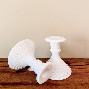 Milk Glass Candlestick Holders- Set of 2