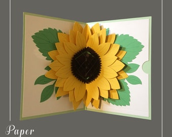 3Dひまわりポップアップカード：手作りの花のグリーティングカード